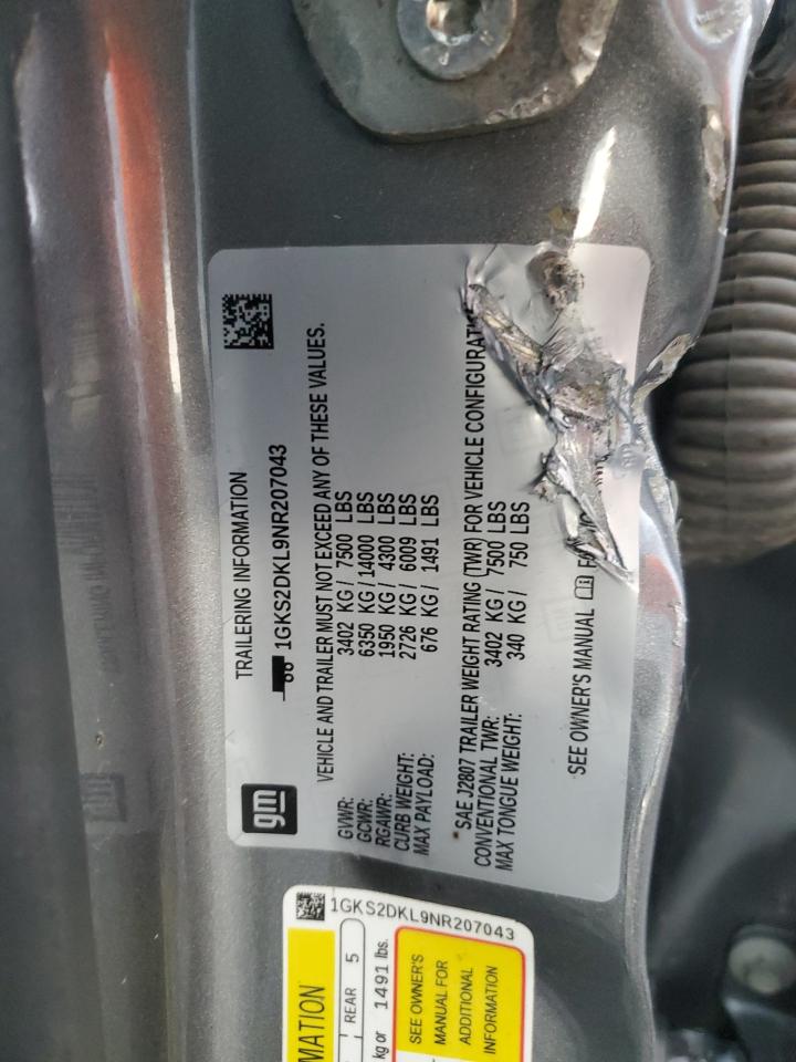 2022 GMC Yukon Denali VIN: 1GKS2DKL9NR207043 Lot: 68026314