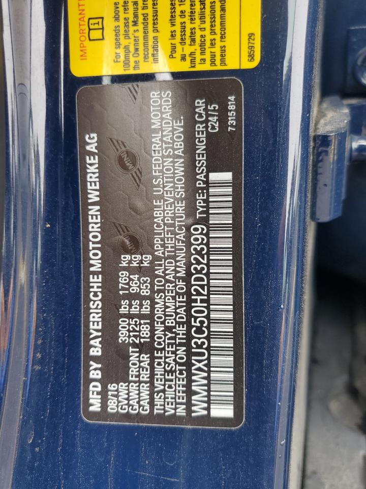 2017 Mini Cooper S VIN: WMWXU3C50H2D32399 Lot: 66790194