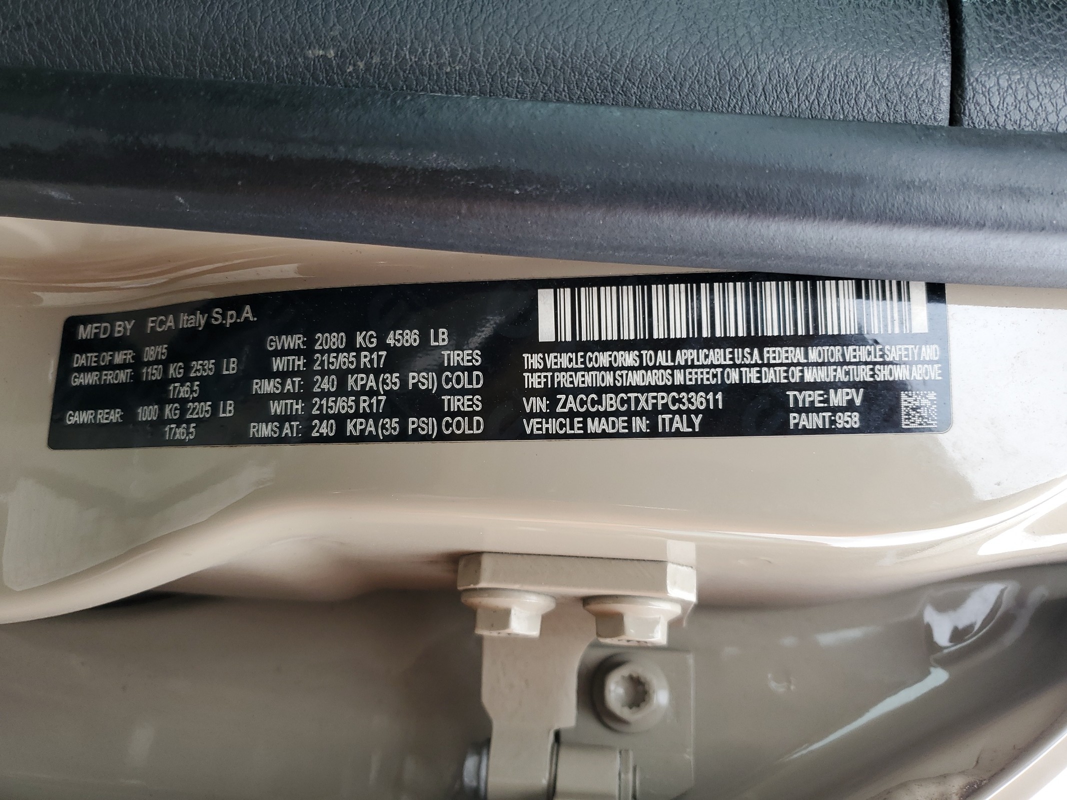 ZACCJBCTXFPC33611 2015 Jeep Renegade Trailhawk