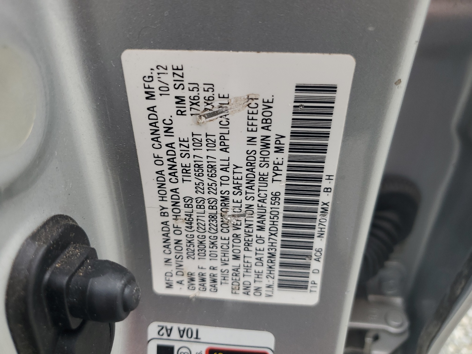 2HKRM3H7XDH501596 2013 Honda Cr-V Exl