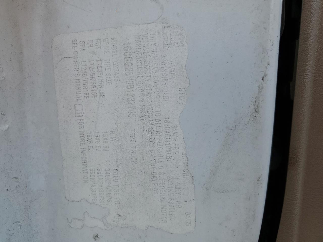 2005 Chevrolet Express G2500 VIN: 1GCGG25V051237745 Lot: 65736884