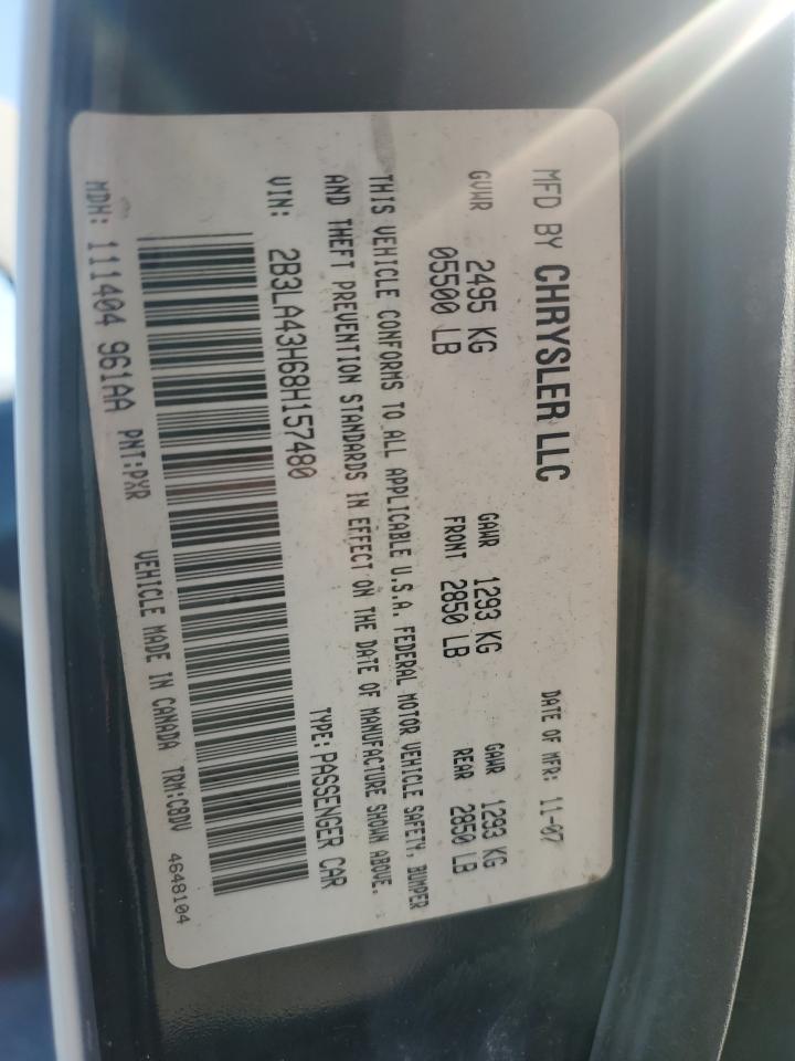 2008 Dodge Charger VIN: 2B3LA43H68H157480 Lot: 67768694