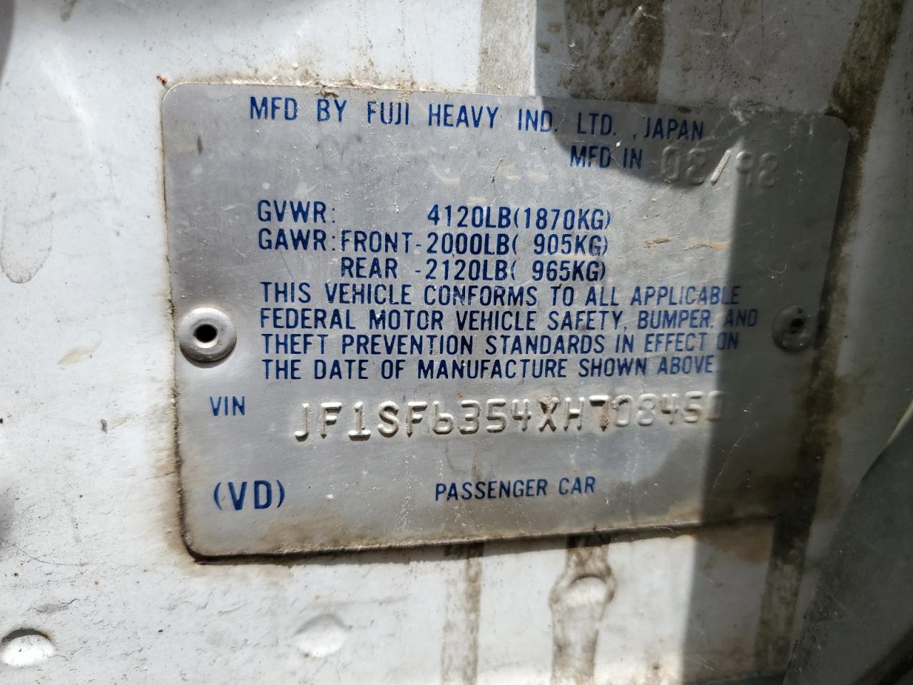 1999 Subaru Forester L VIN: JF1SF6354XH708450 Lot: 67883284