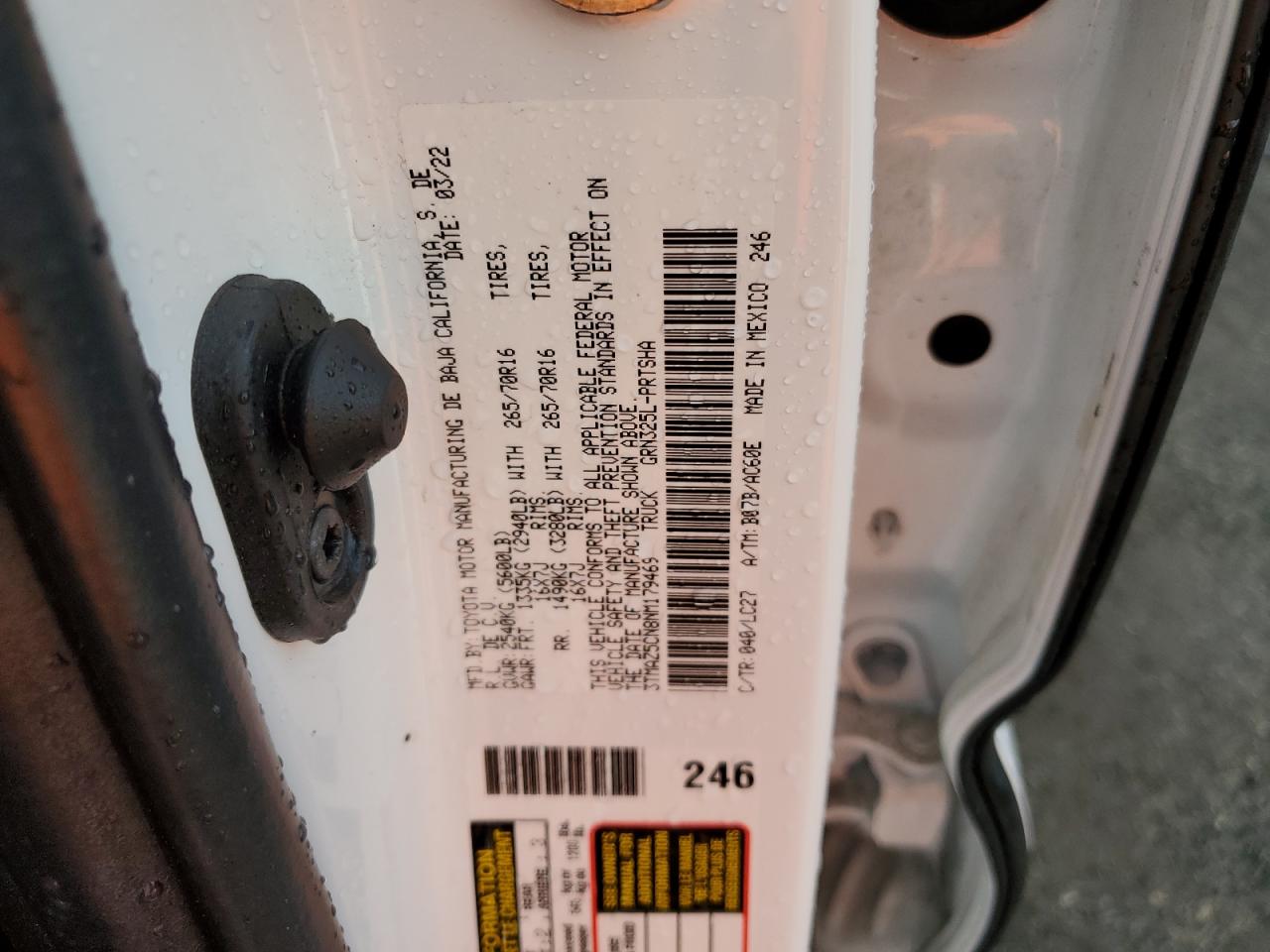 2022 Toyota Tacoma Double Cab VIN: 3TMAZ5CN8NM179469 Lot: 66141084