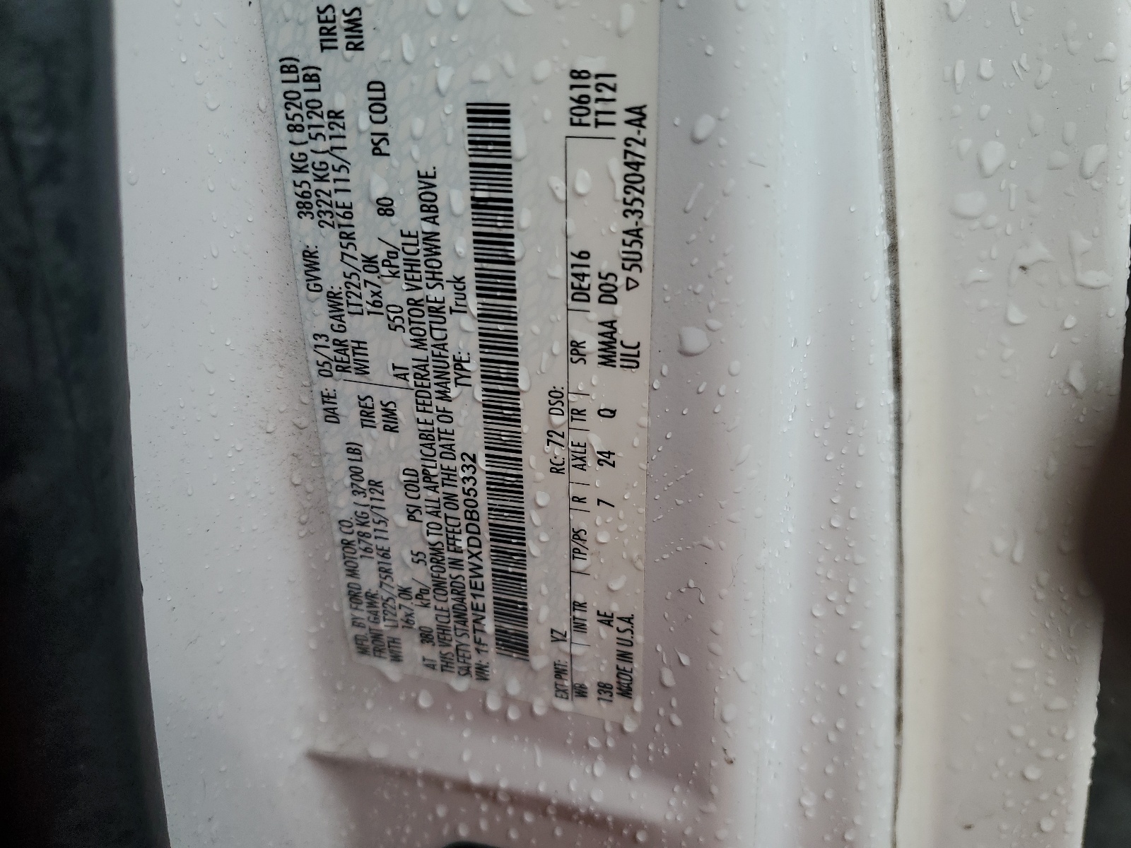 1FTNE1EWXDDB05332 2013 Ford Econoline E150 Van