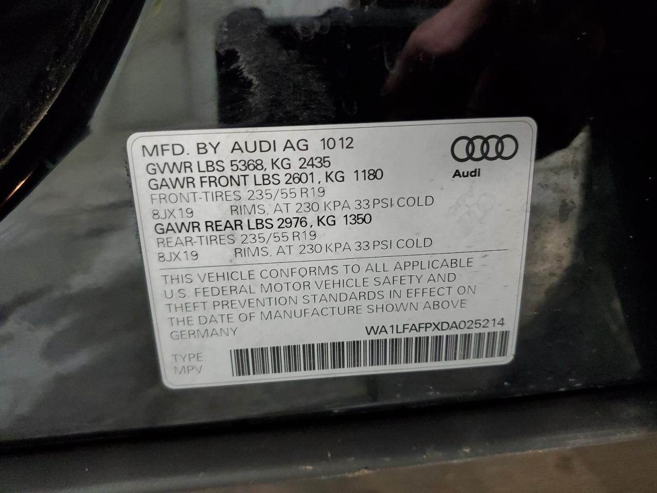 WA1LFAFPXDA025214 2013 Audi Q5 Premium Plus