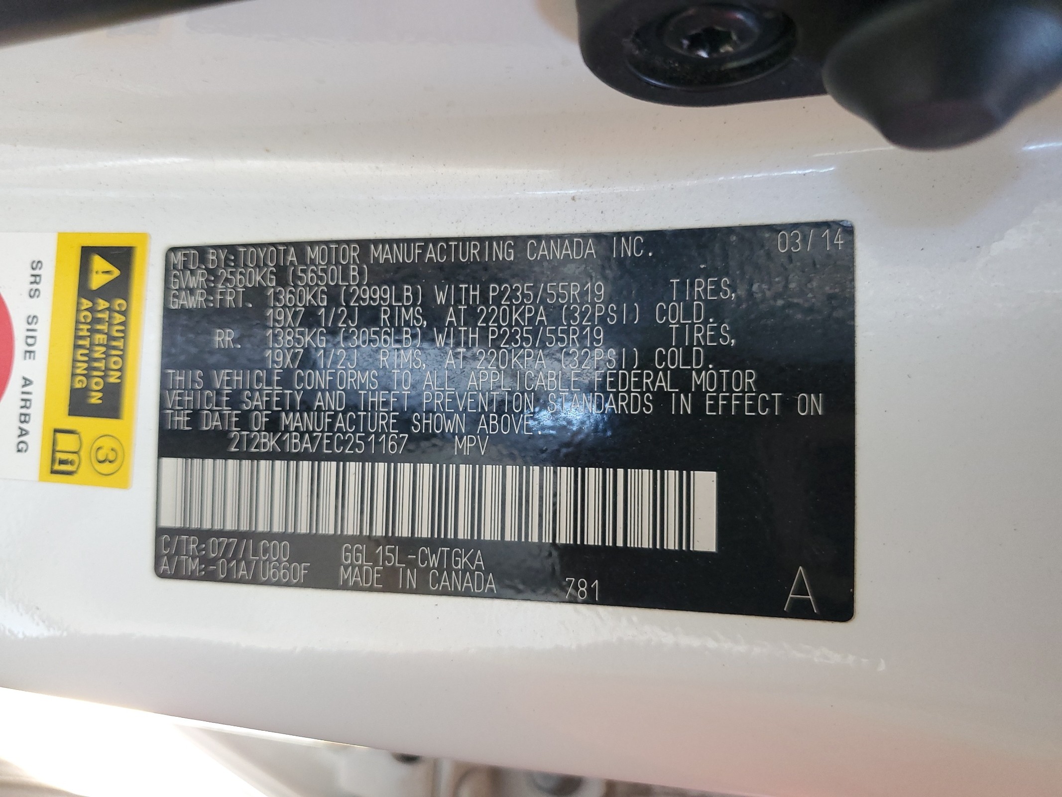 2T2BK1BA7EC251167 2014 Lexus Rx 350 Base