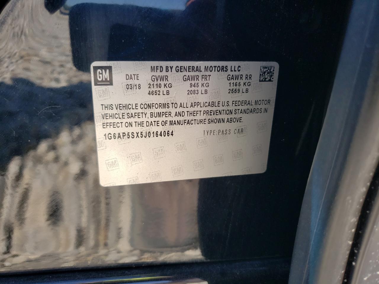 2018 Cadillac Cts-V VIN: 1G6A15S64J0109517 Lot: 67764274