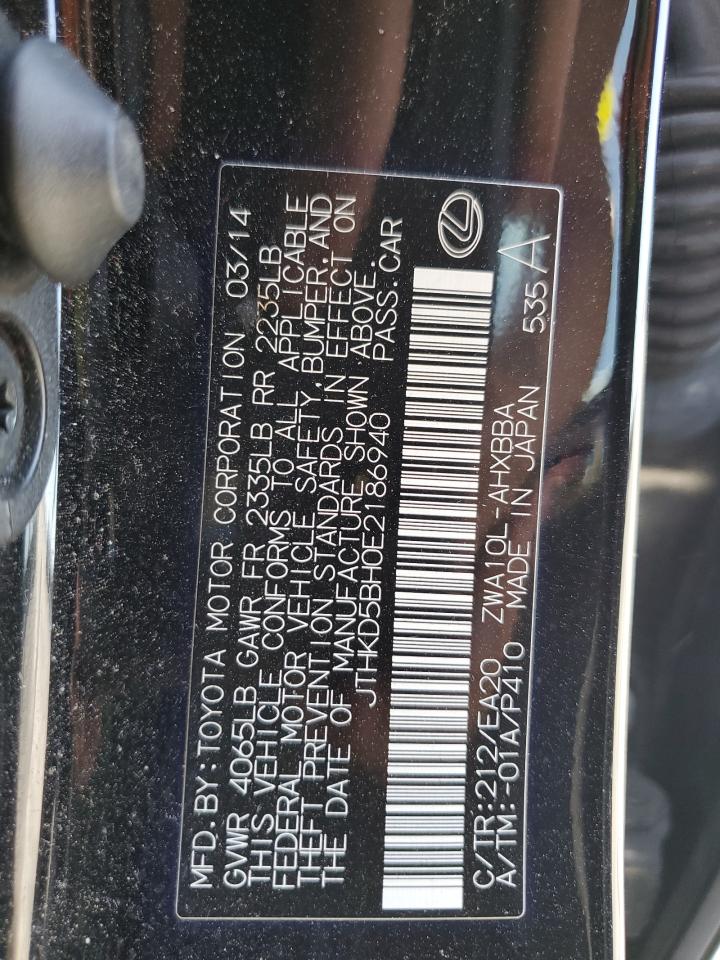 2014 Lexus Ct 200 VIN: JTHKD5BH0E2186940 Lot: 66340364