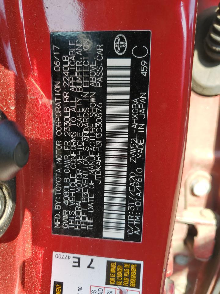 2017 Toyota Prius Prime VIN: JTDKARFP3H3030876 Lot: 65946164