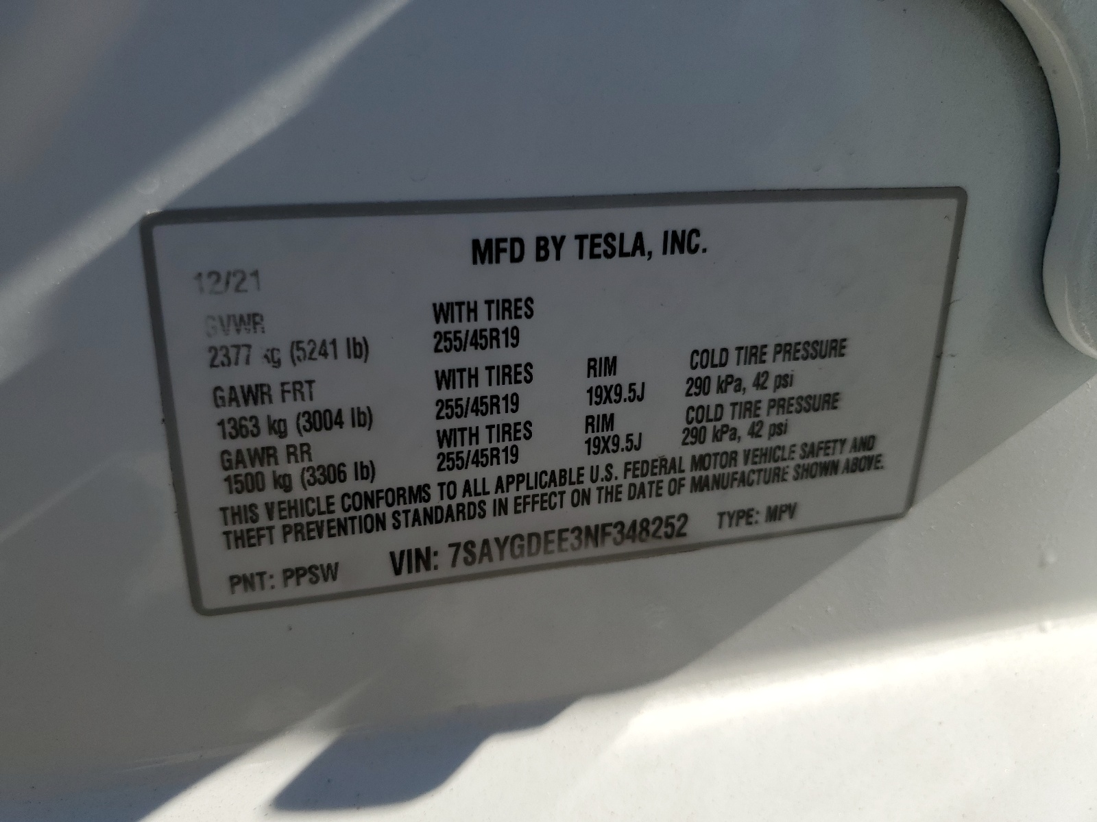 7SAYGDEE3NF348252 2022 Tesla Model Y