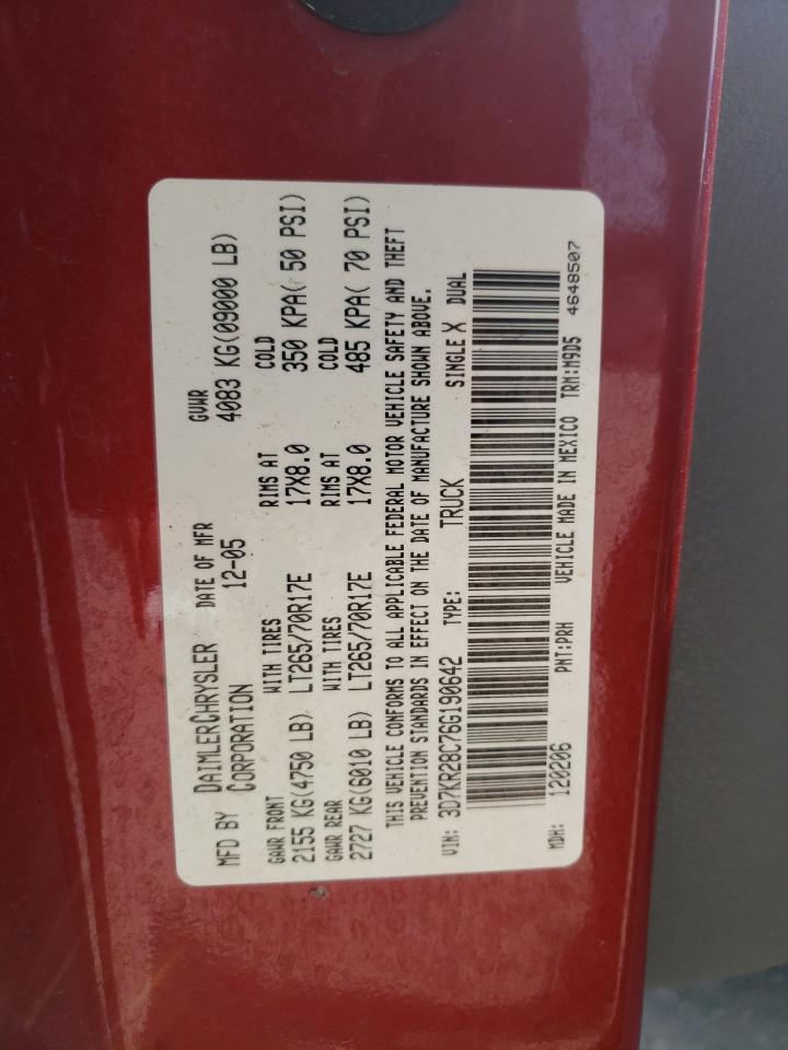 2006 Dodge Ram 2500 St VIN: 3D7KR28C76G190642 Lot: 66534644