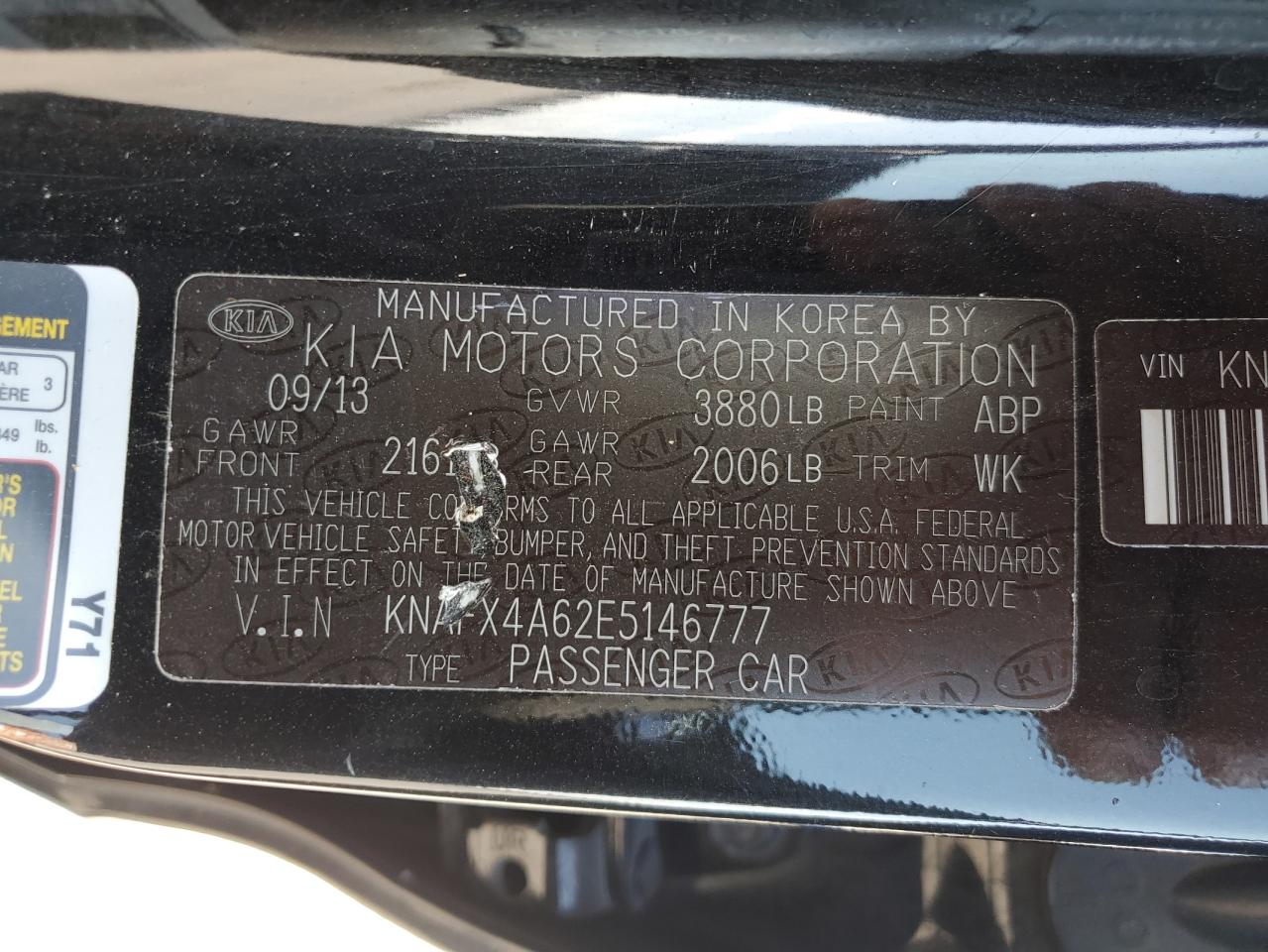 KNAFX4A62E5146777 2014 Kia Forte Lx