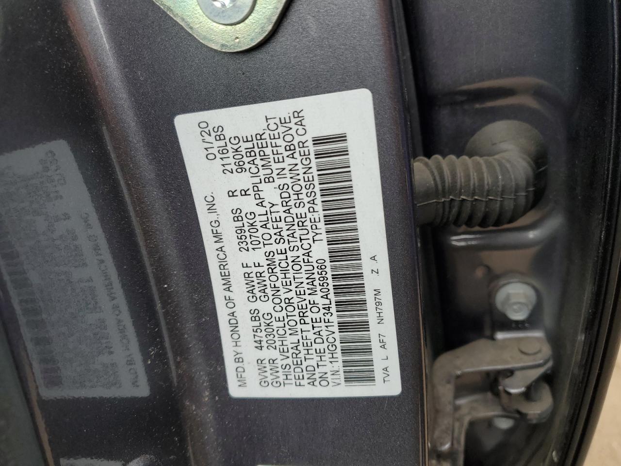 1HGCV1F34LA059560 2020 Honda Accord Sport