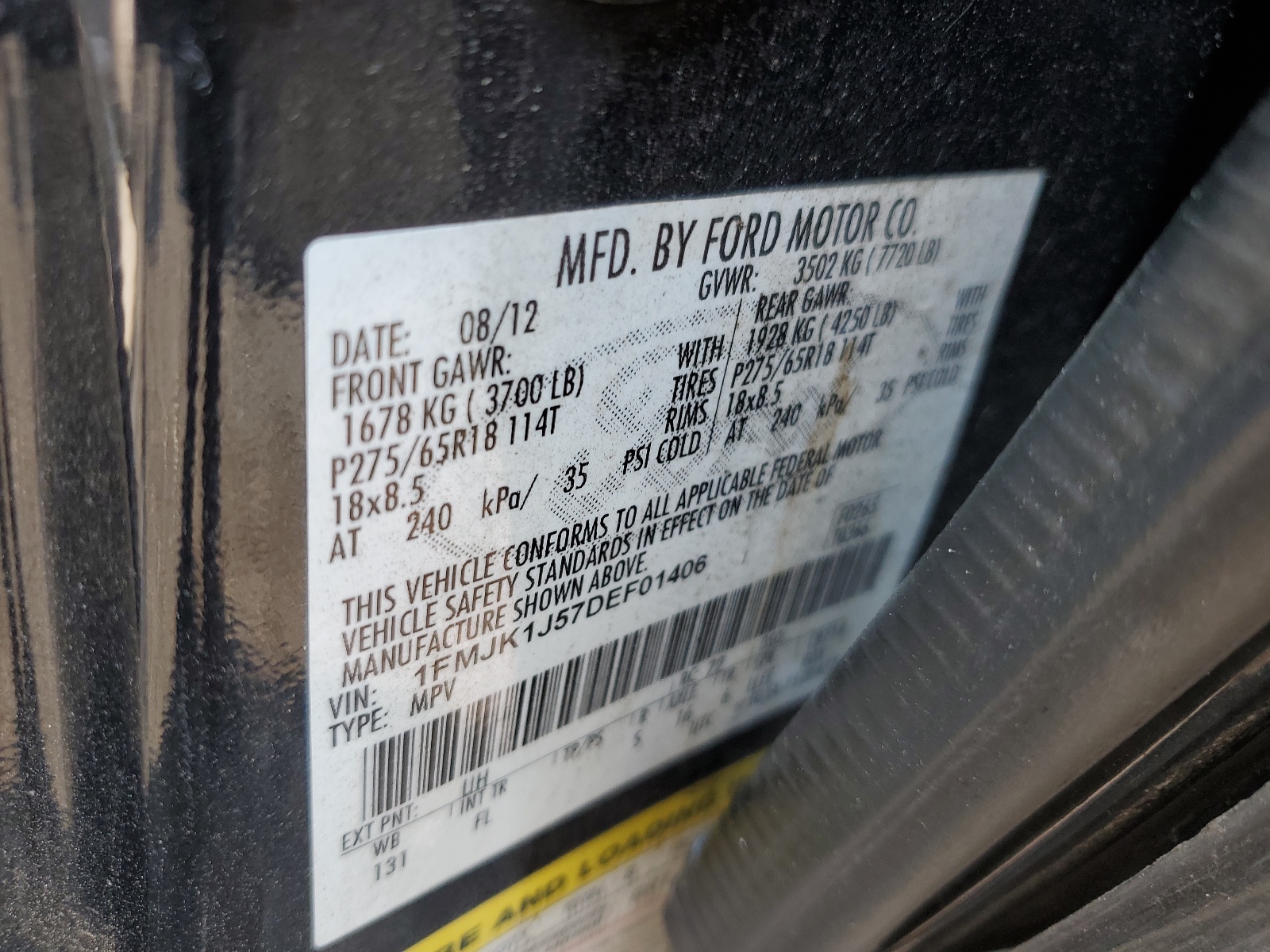 1FMJK1J57DEF01406 2013 Ford Expedition El Xlt