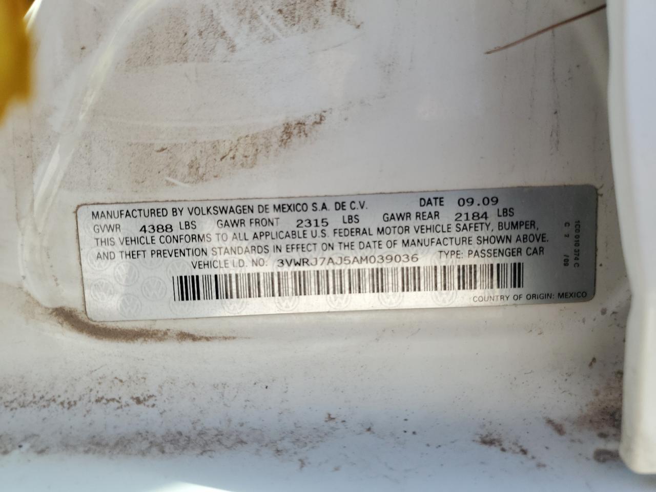 2010 Volkswagen Jetta Wolfsburg VIN: 3VWRJ7AJ5AM039036 Lot: 72341324