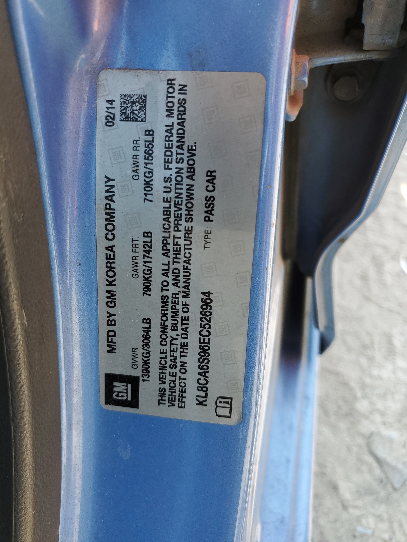 KL8CA6S96EC526964 2014 Chevrolet Spark Ls