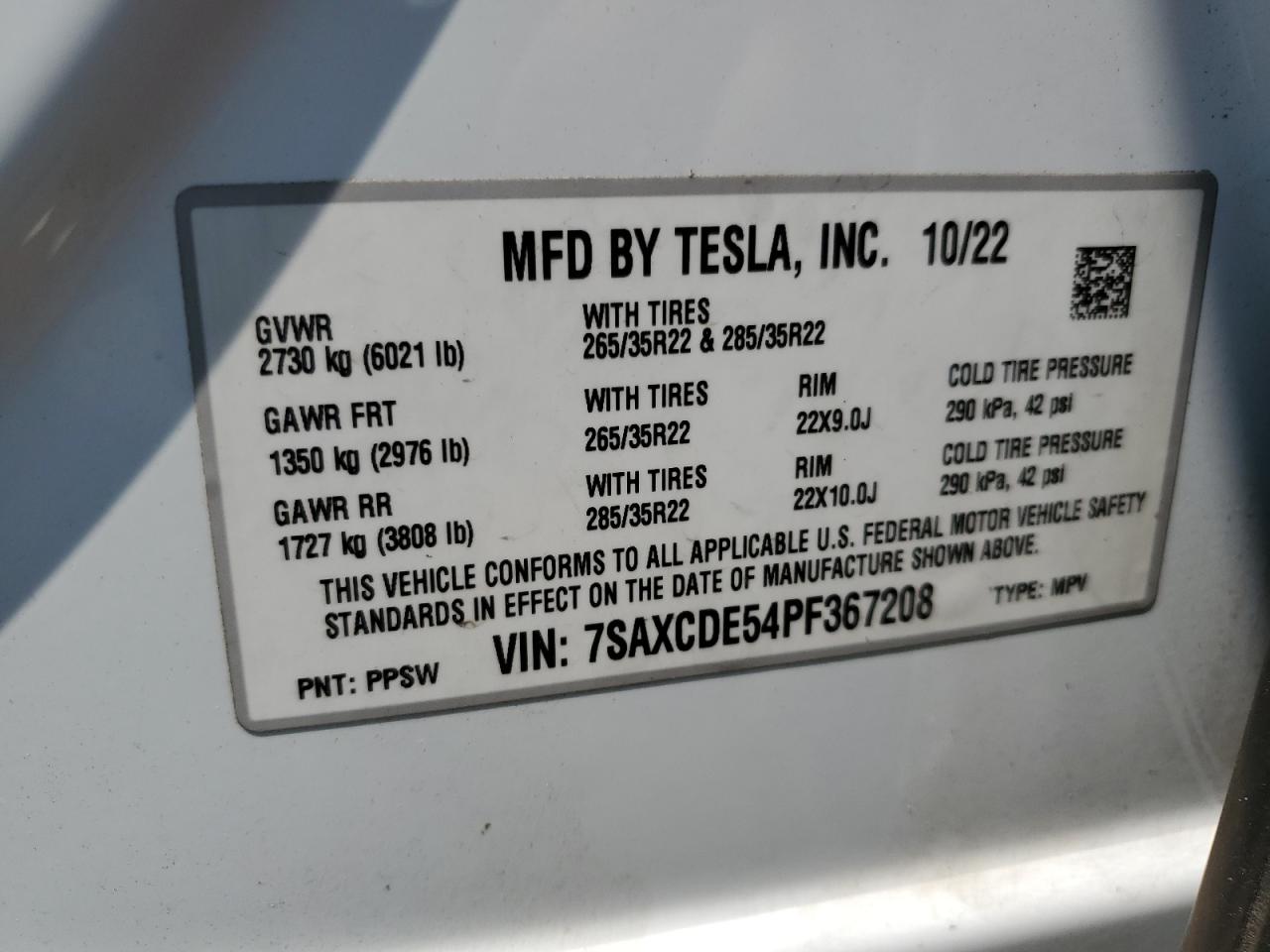 7SAXCDE54PF367208 2023 Tesla Model X