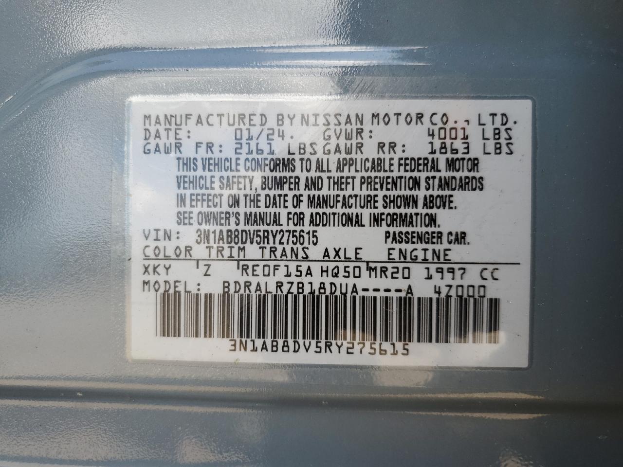 3N1AB8DV5RY275615 2024 Nissan Sentra Sr