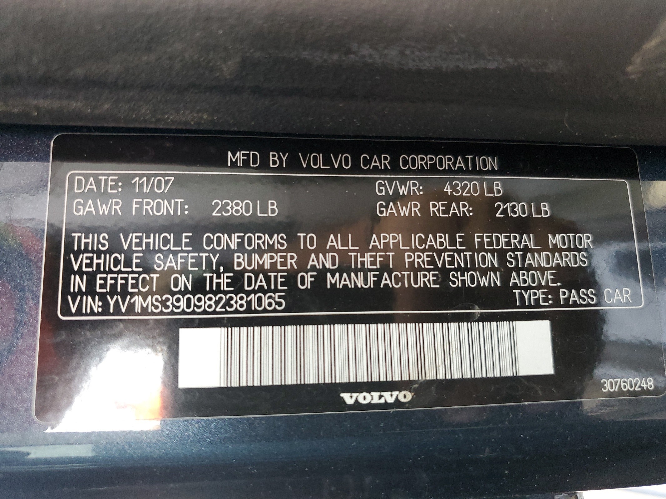 YV1MS390982381065 2008 Volvo S40 2.4I