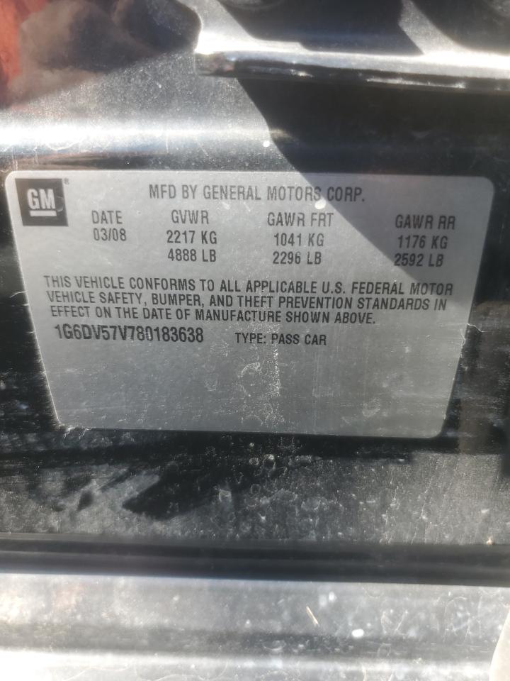 2008 Cadillac Cts Hi Feature V6 VIN: 1G6DV57V780183638 Lot: 66358984