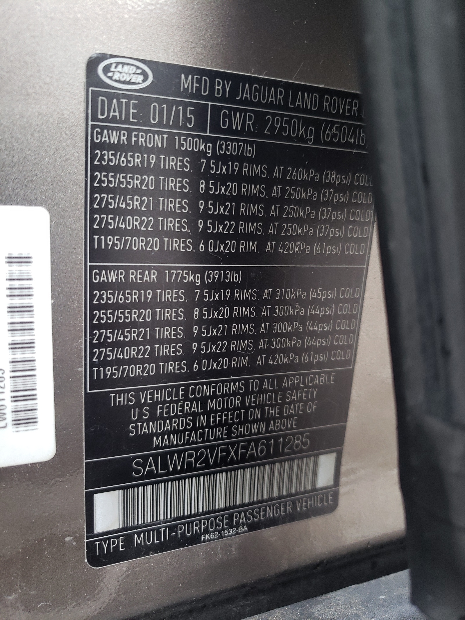 SALWR2VFXFA611285 2015 Land Rover Range Rover Sport Hse