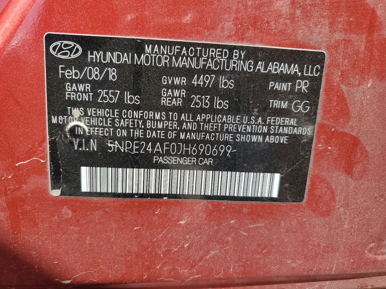 5NPE24AF0JH690699 2018 Hyundai Sonata Se