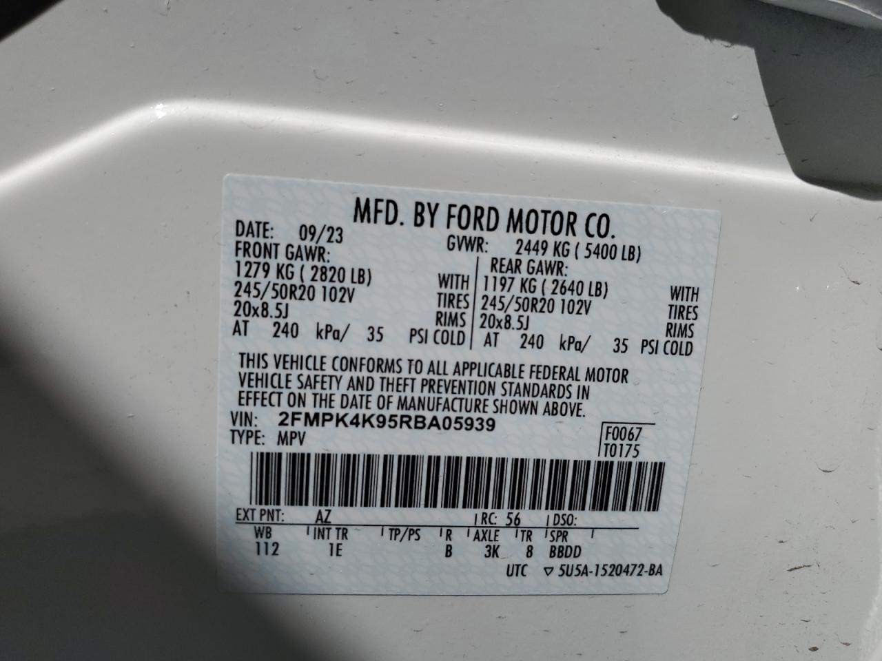 2FMPK4K95RBA05939 2024 Ford Edge Titanium