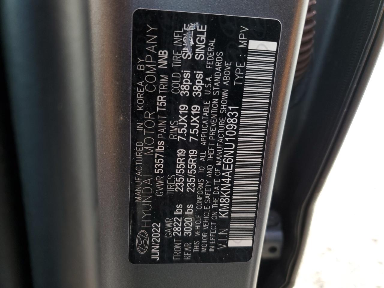 KM8KN4AE6NU109831 2022 Hyundai Ioniq 5 Sel