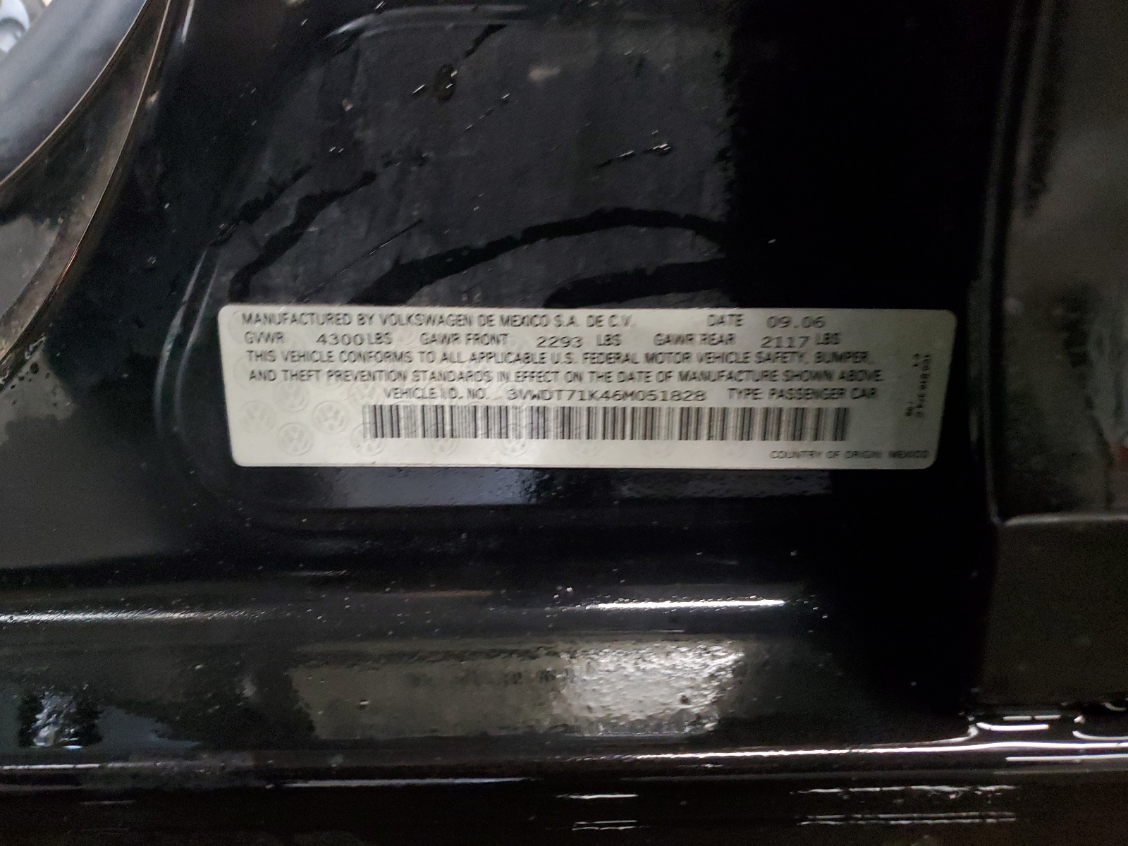 3VWDT71K46M051828 2006 Volkswagen Jetta Tdi Option Package 2