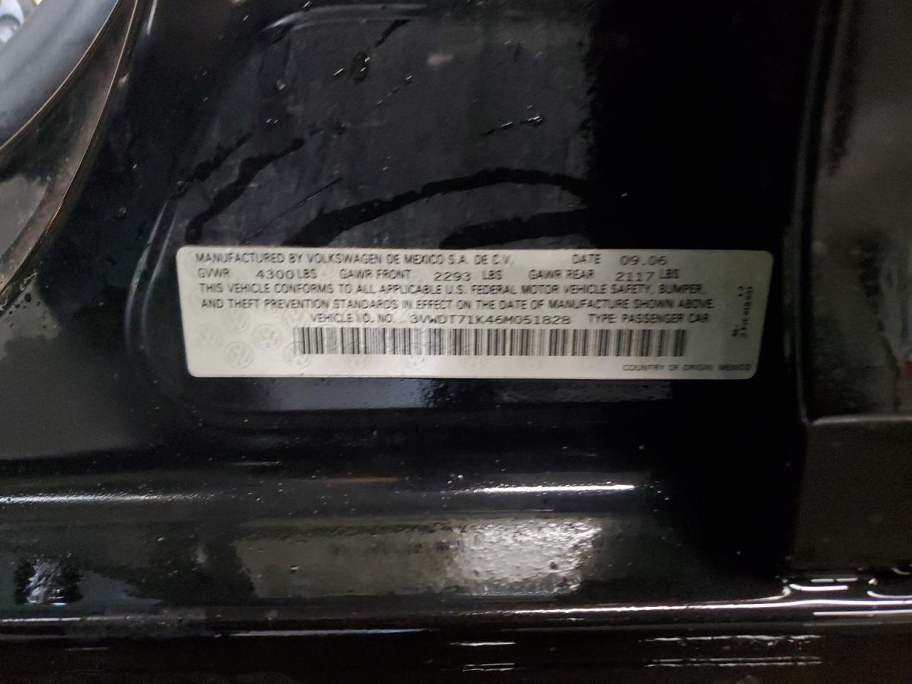 2006 Volkswagen Jetta Tdi Option Package 2 VIN: 3VWDT71K46M051828 Lot: 65945094