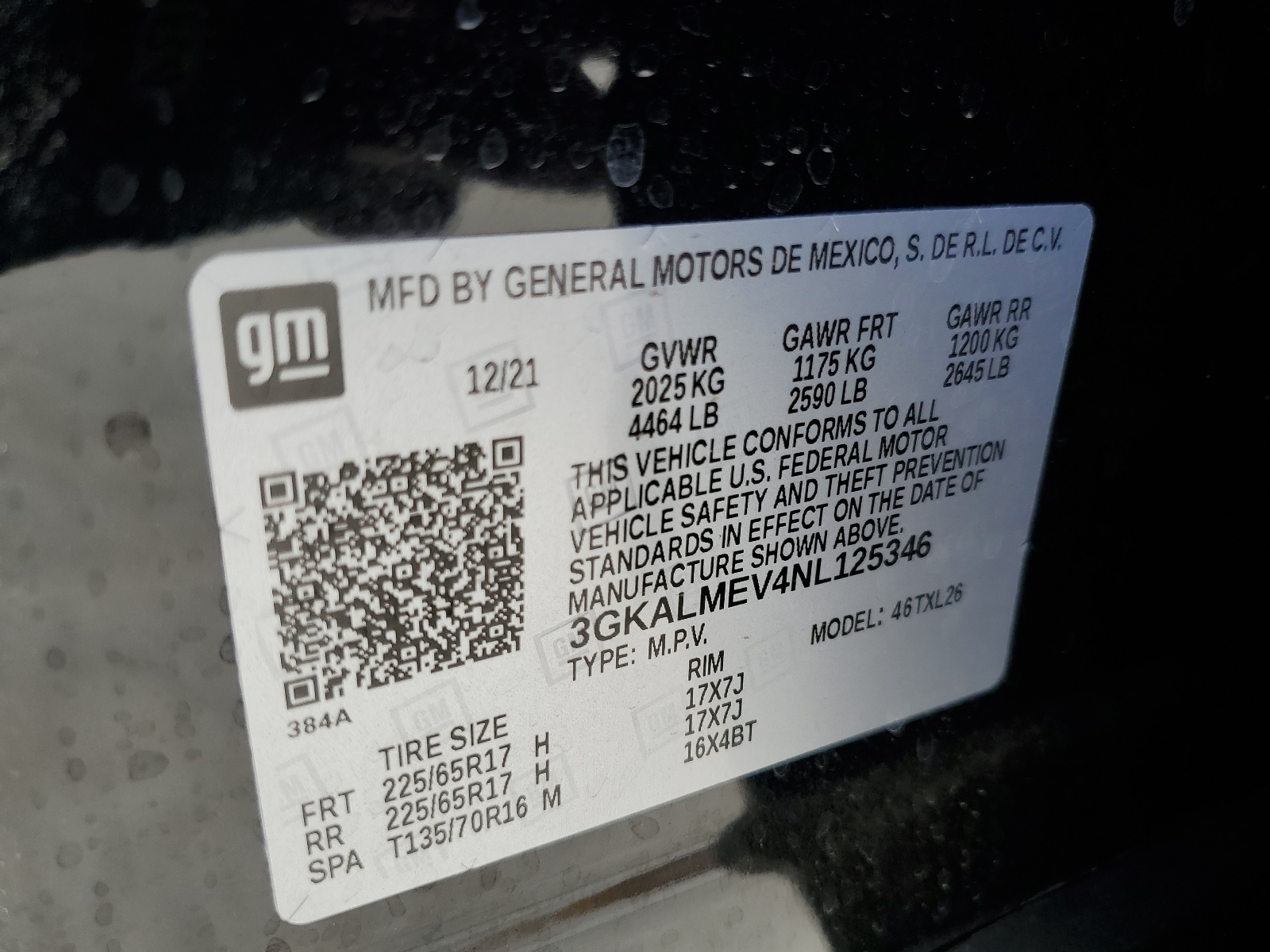 3GKALMEV4NL125346 2022 GMC Terrain Sle