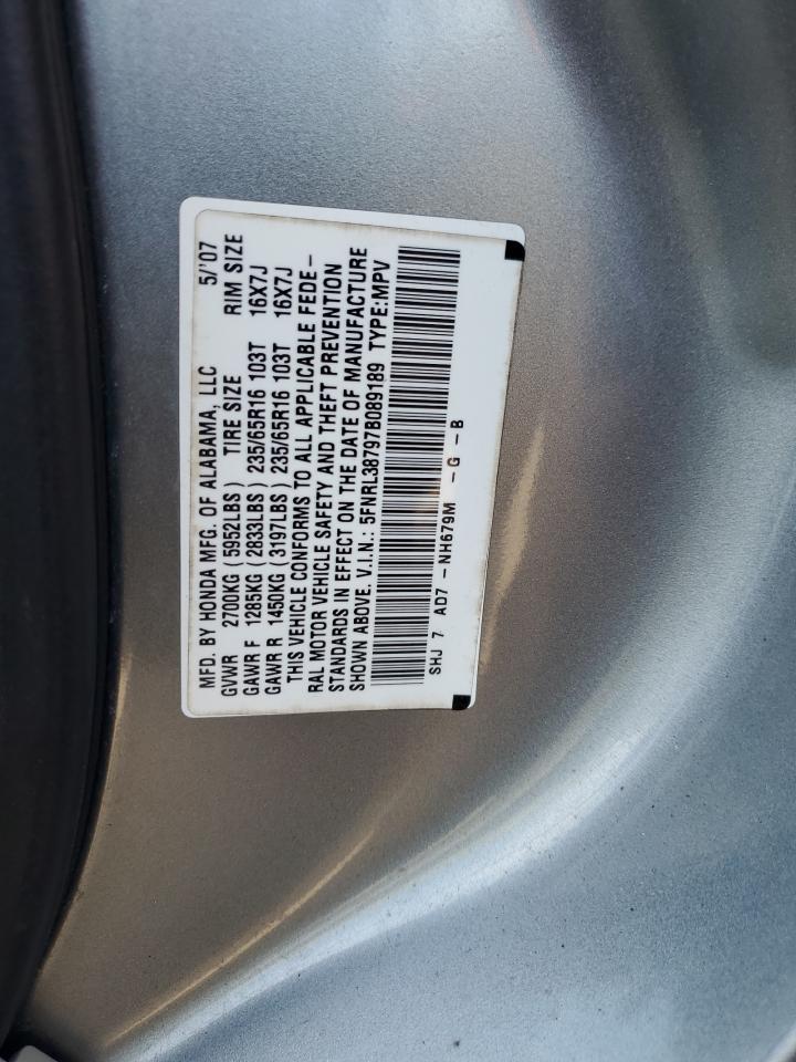 5FNRL38797B089189 2007 Honda Odyssey Exl