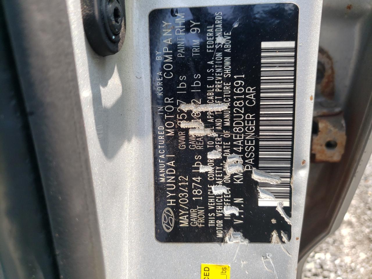 2013 Hyundai Accent Gls VIN: KMHCT4AE8DU281691 Lot: 67706984