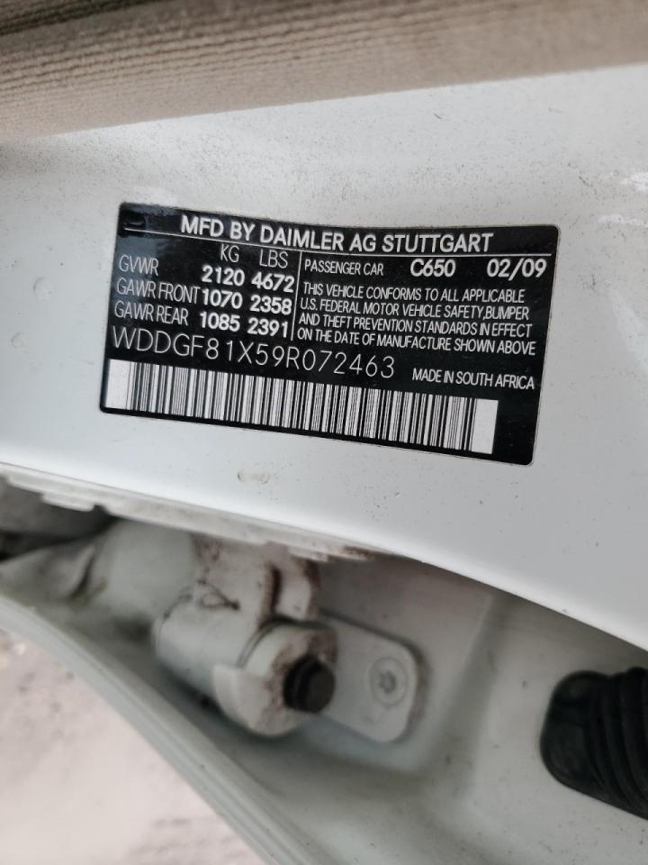 2009 Mercedes-Benz C 300 4Matic VIN: WDDGF81X59R072463 Lot: 68757894