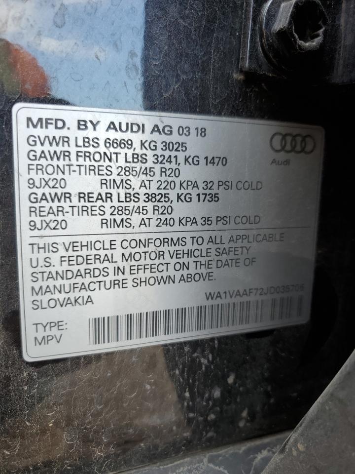 WA1VAAF72JD035706 2018 Audi Q7 Prestige