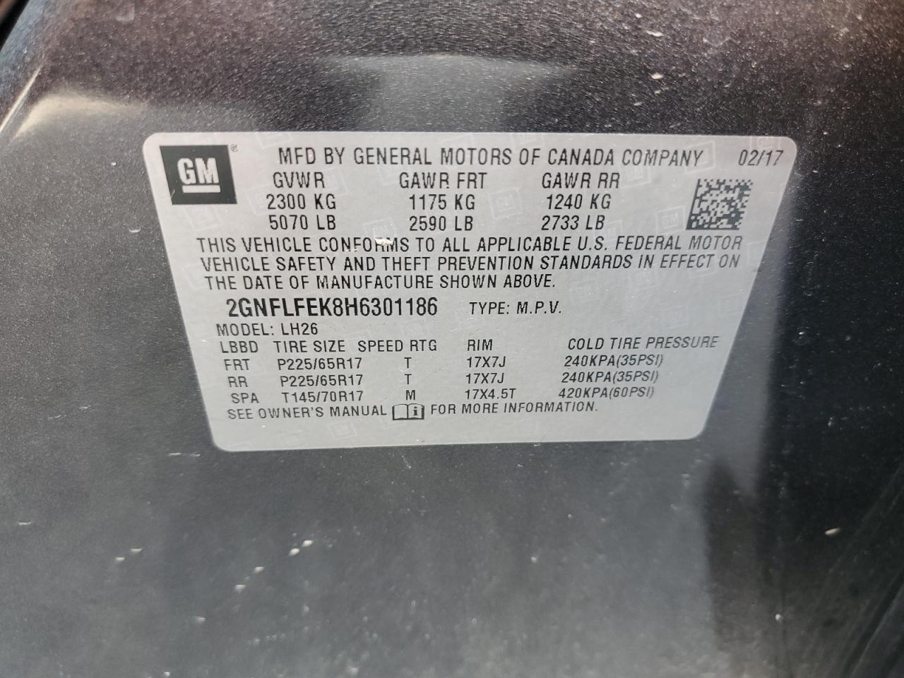 2GNFLFEK8H6301186 2017 CHEVROLET EQUINOX - Image 15