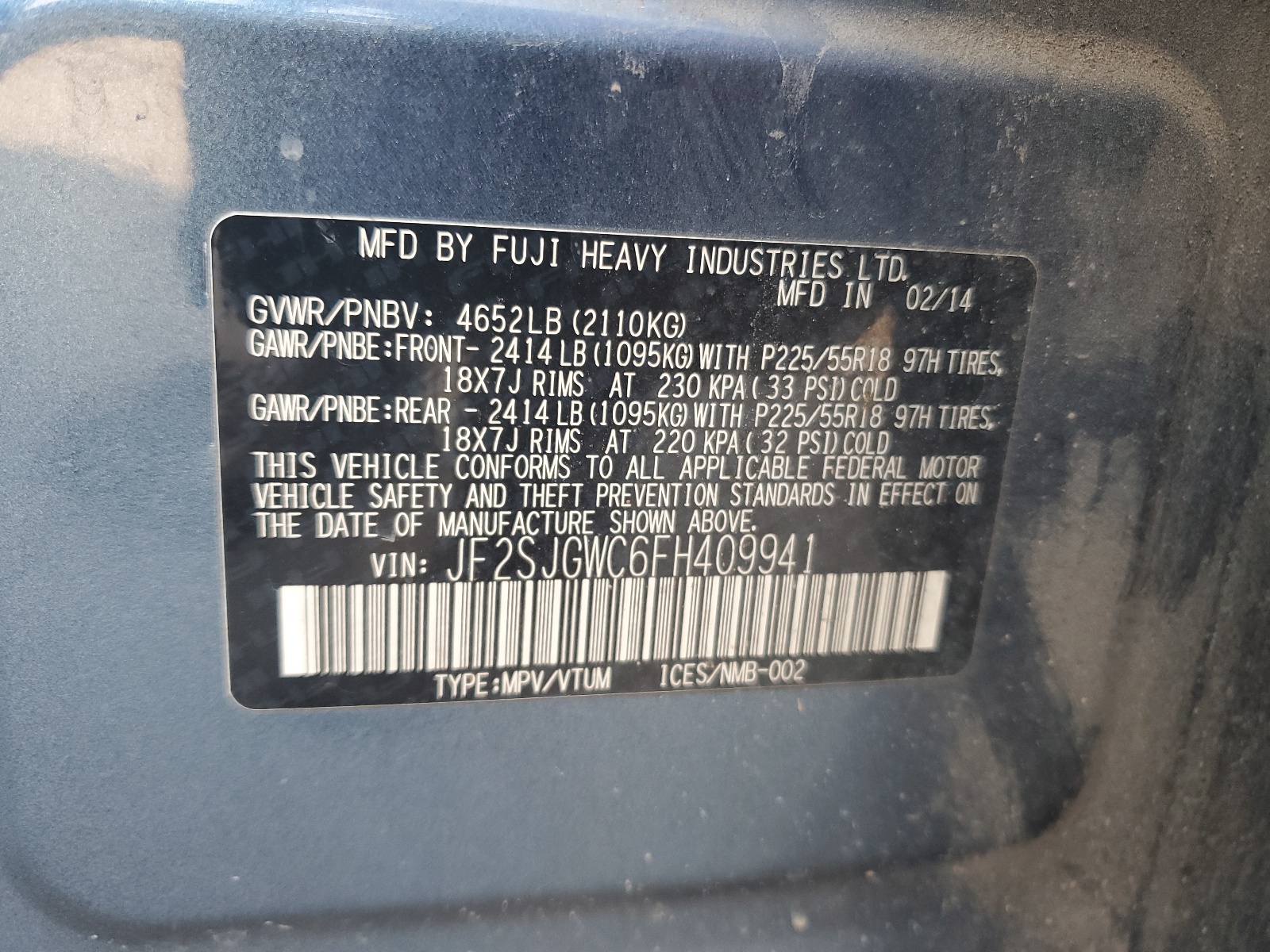 JF2SJGWC6FH409941 2015 Subaru Forester 2.0Xt Touring