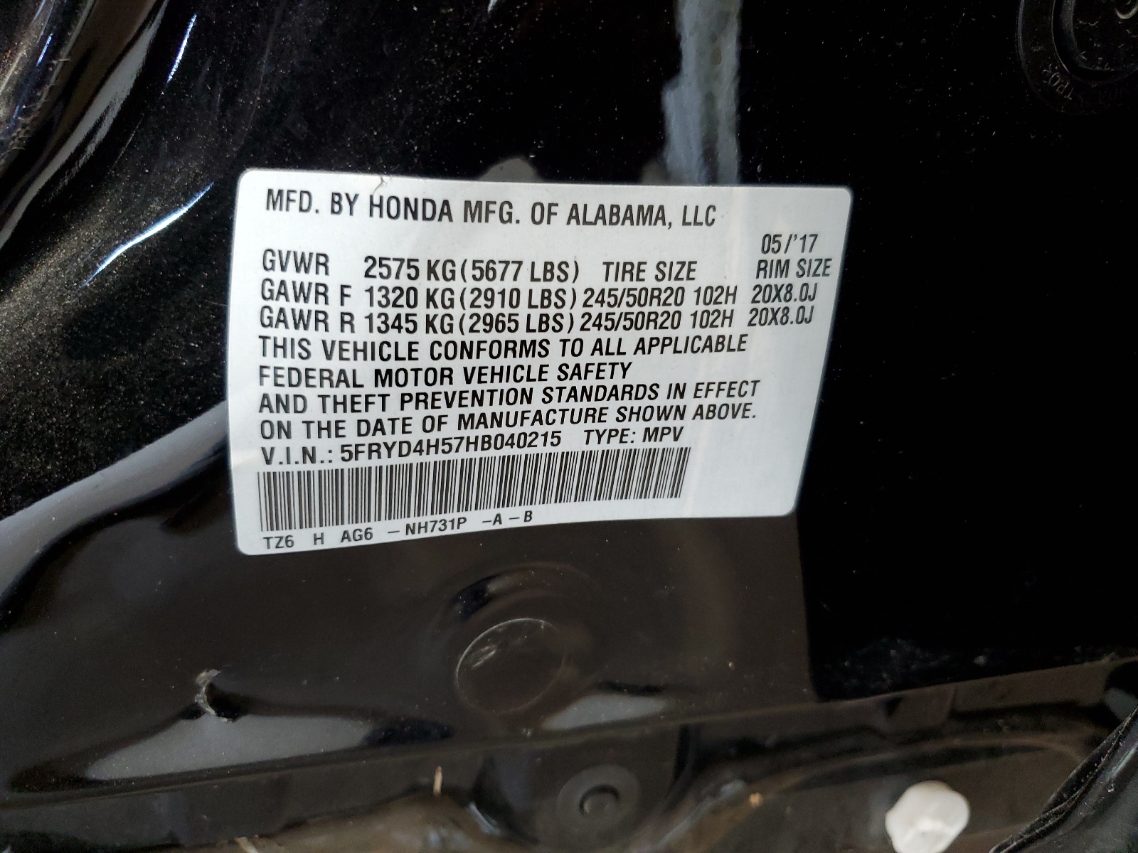 5FRYD4H57HB040215 2017 Acura Mdx Technology