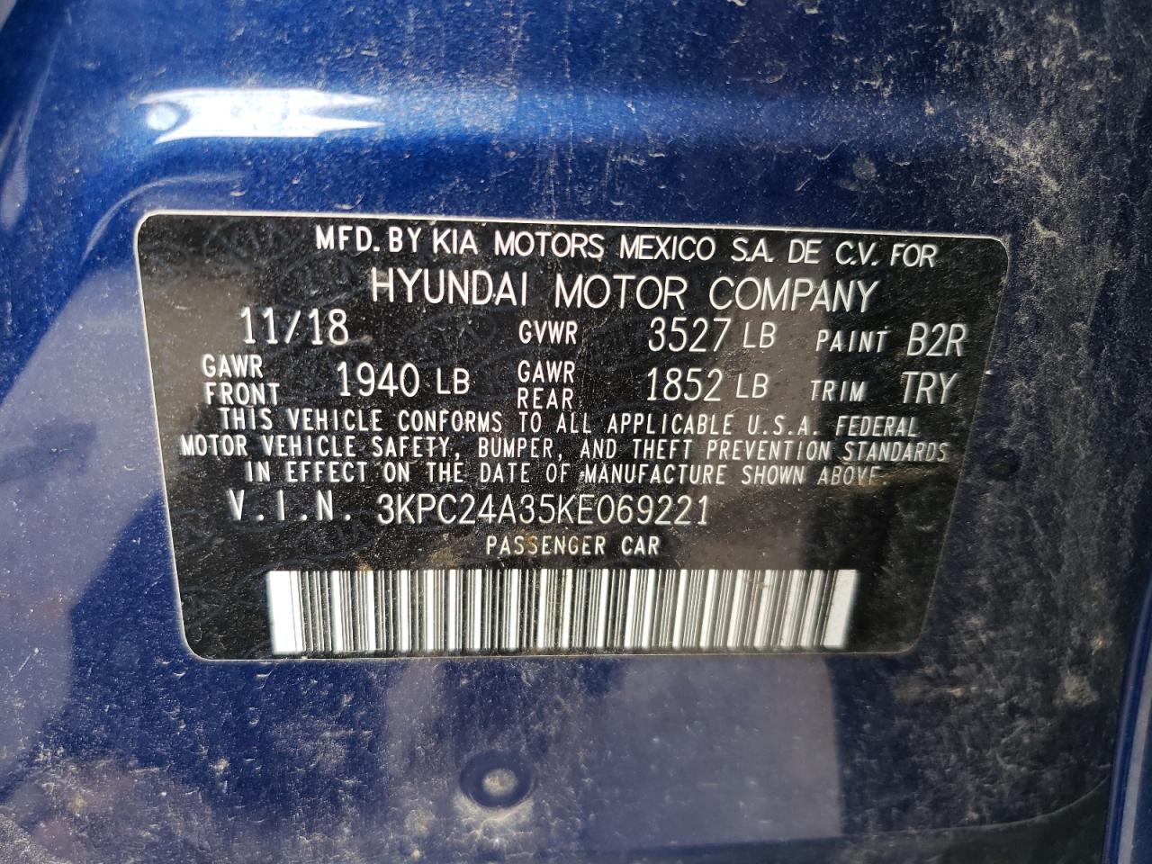 3KPC24A35KE069221 2019 Hyundai Accent Se