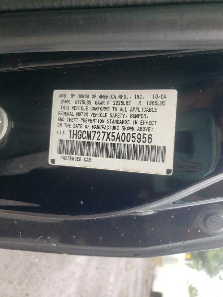 2005 Honda Accord Ex VIN: 1HGCM727X5A005956 Lot: 66396184