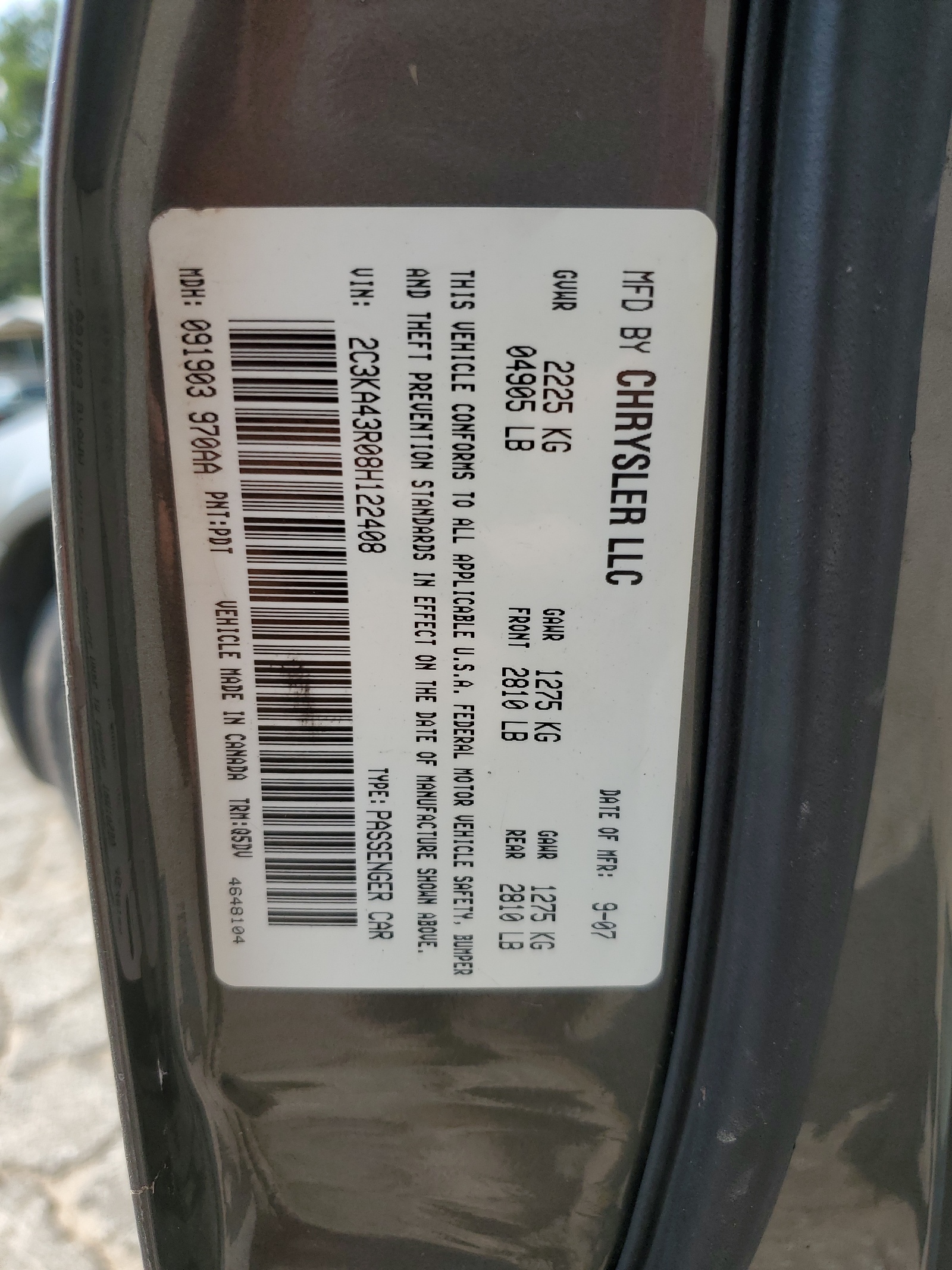 2C3KA43R08H122408 2008 Chrysler 300 Lx