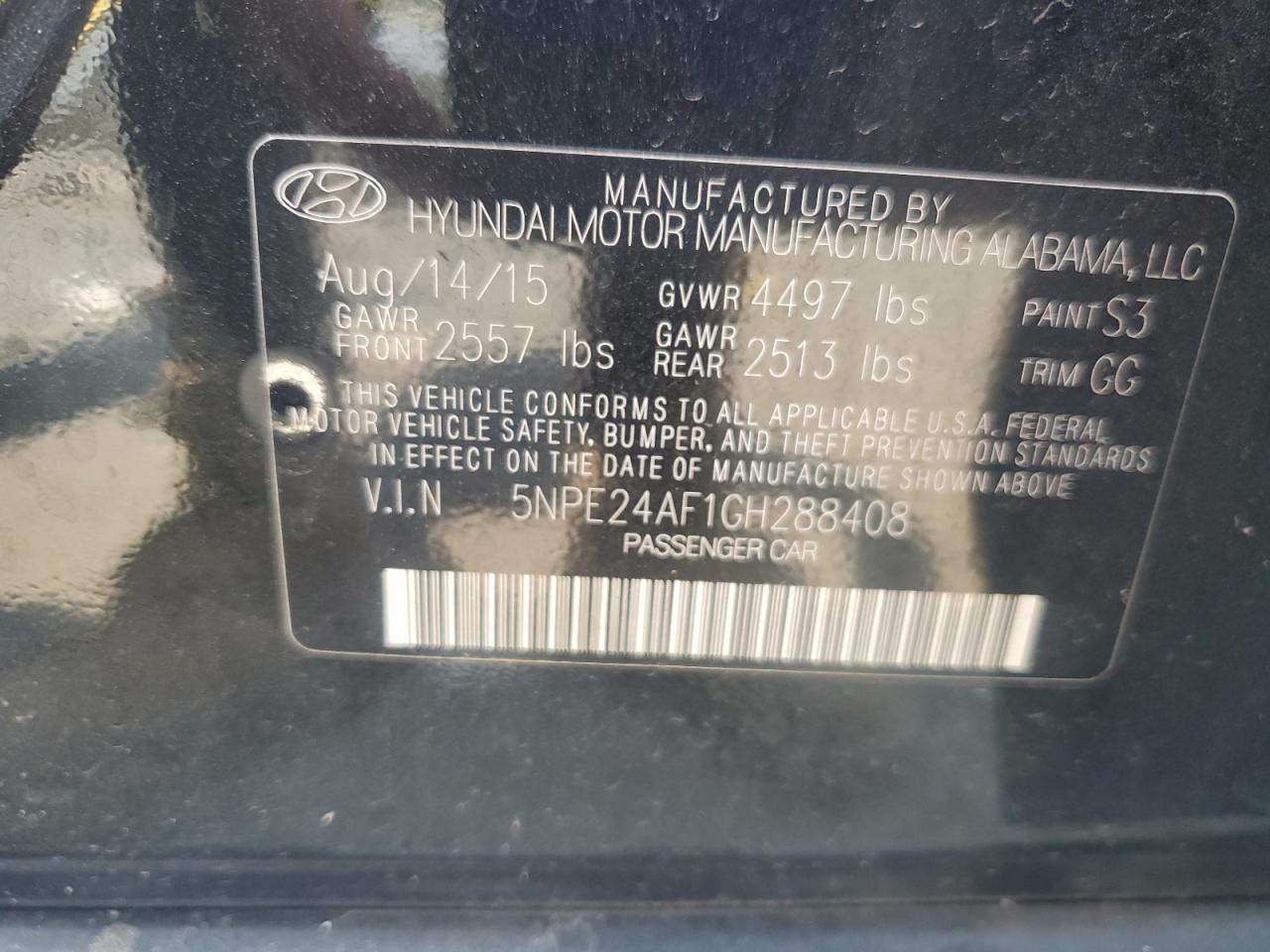 5NPE24AF1GH288408 2016 Hyundai Sonata Se