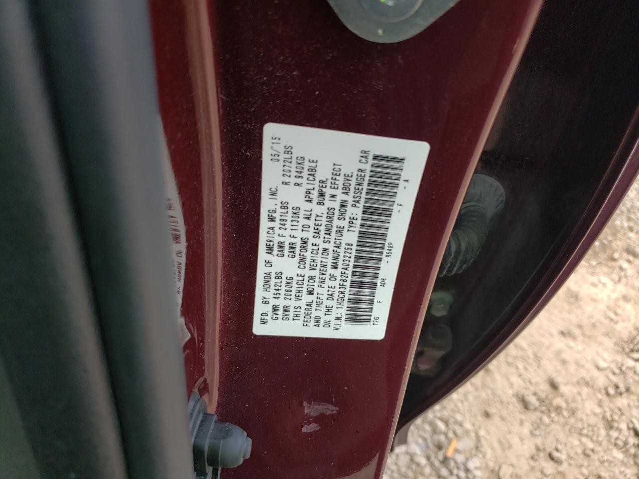 1HGCR3F82FA032258 2015 Honda Accord Exl