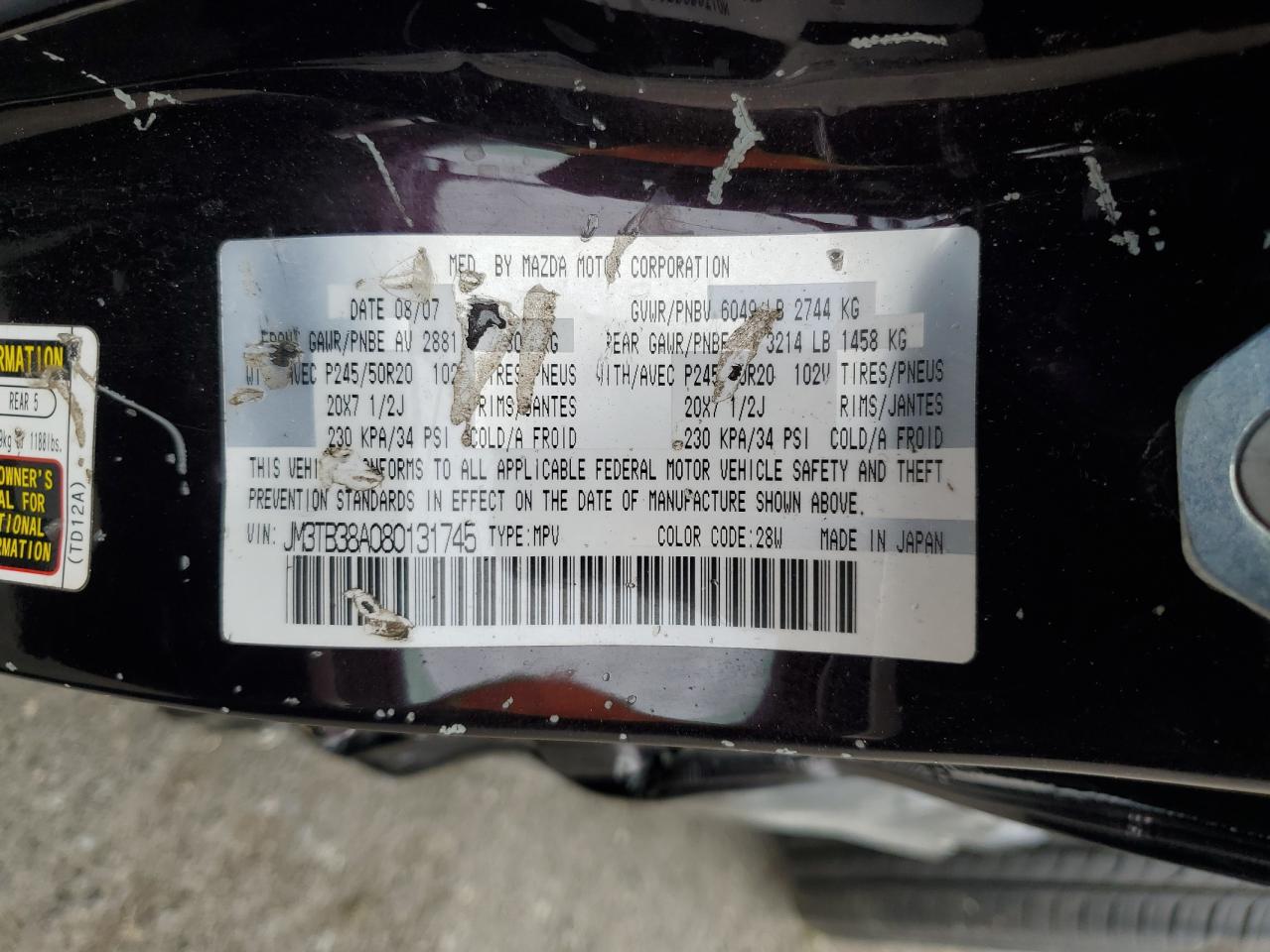 JM3TB38A080131745 2008 Mazda Cx-9