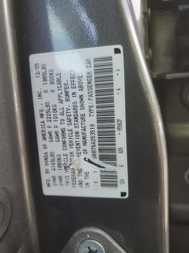 2006 Honda Accord Ex VIN: 1HGCM56876A053519 Lot: 66682934