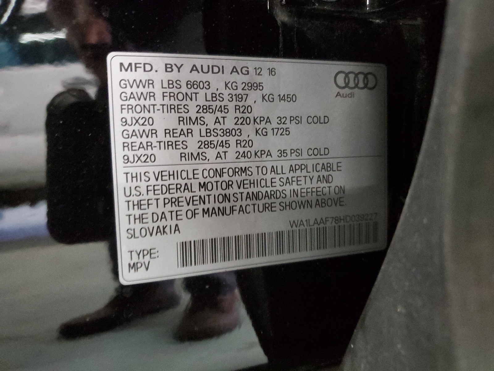 WA1LAAF78HD039227 2017 Audi Q7 Premium Plus