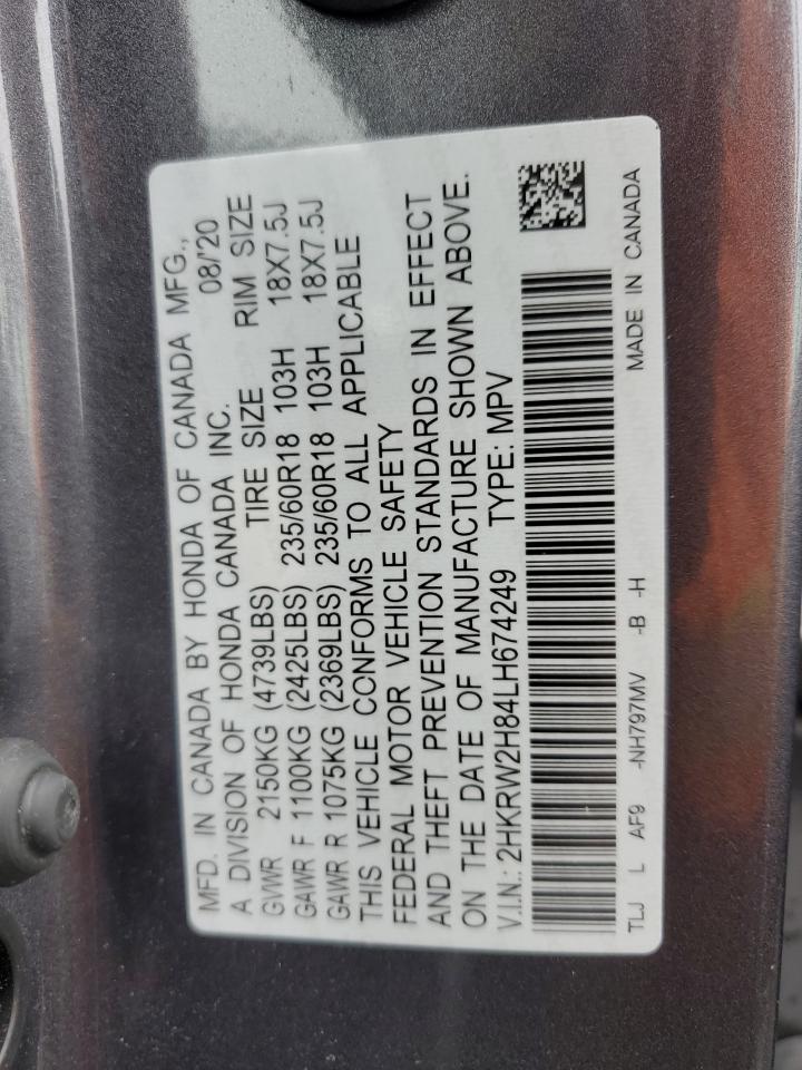2020 Honda Cr-V Exl VIN: 2HKRW2H84LH674249 Lot: 68008254