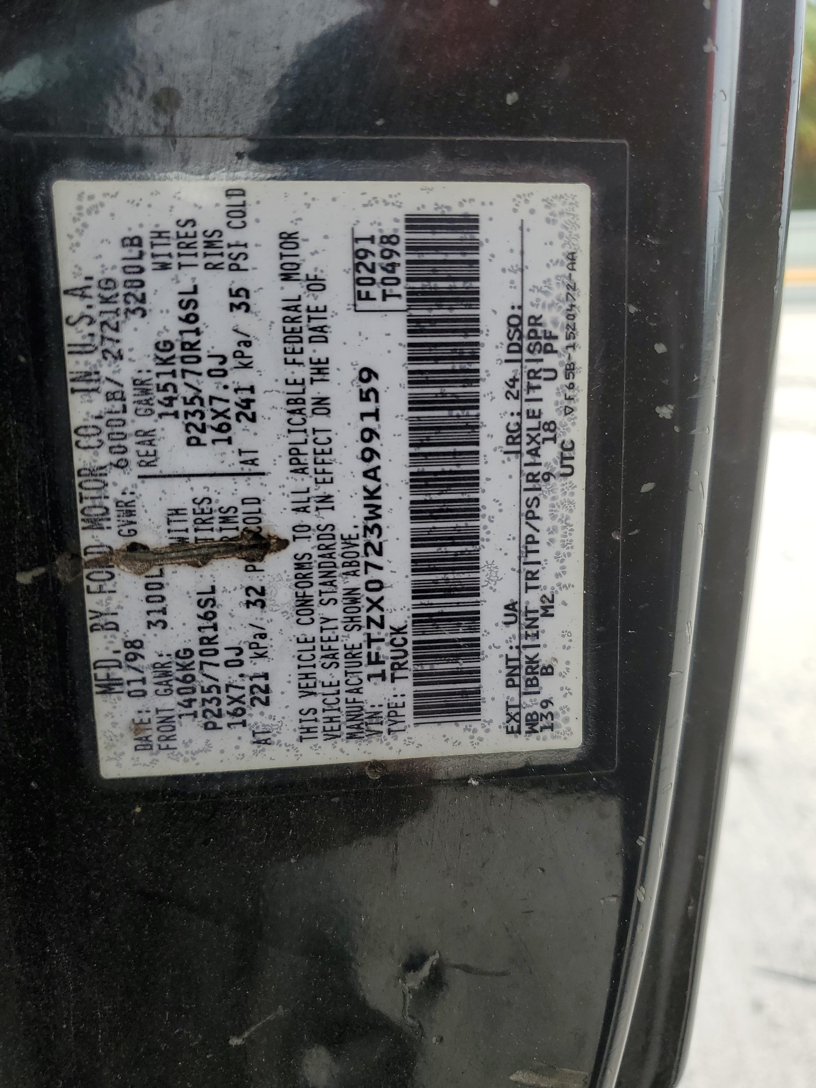 1FTZX0723WKA99159 1998 Ford F150