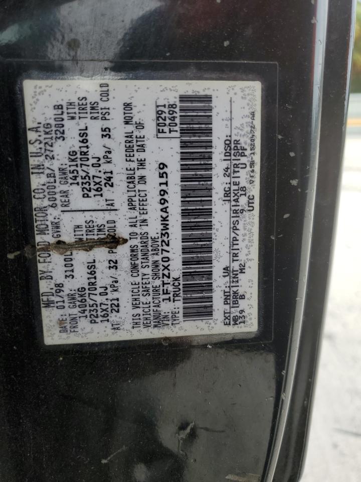 1998 Ford F150 VIN: 1FTZX0723WKA99159 Lot: 66110504